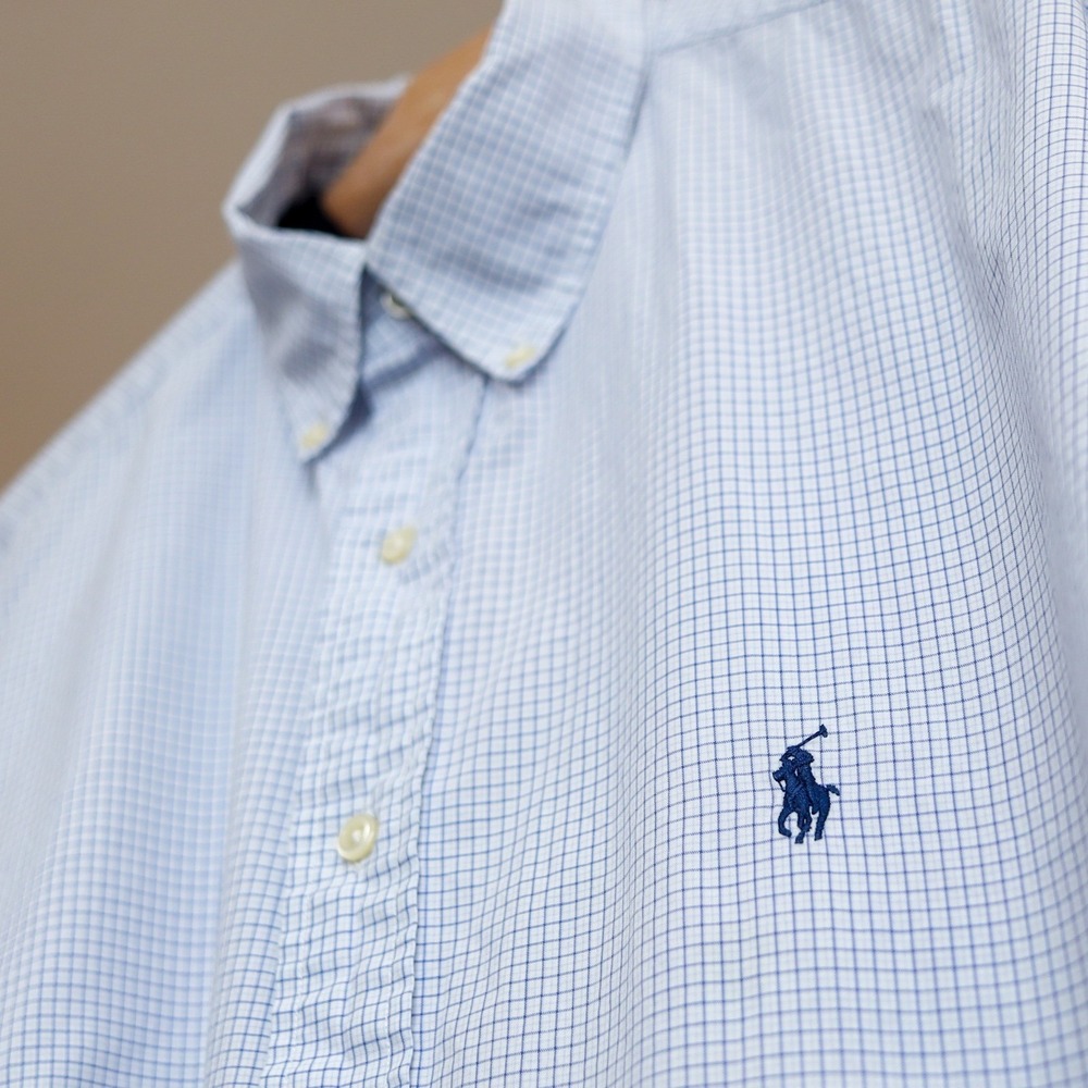 Ralph Lauren Yarmouth Button Down Dress Shirt Classic Fit 18 34/35 Gingham Check